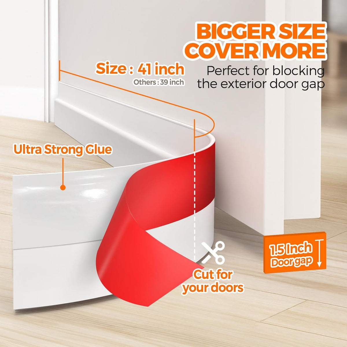 Door Draft Stopper 41Inch Weather Stripping Door Seal Sweep