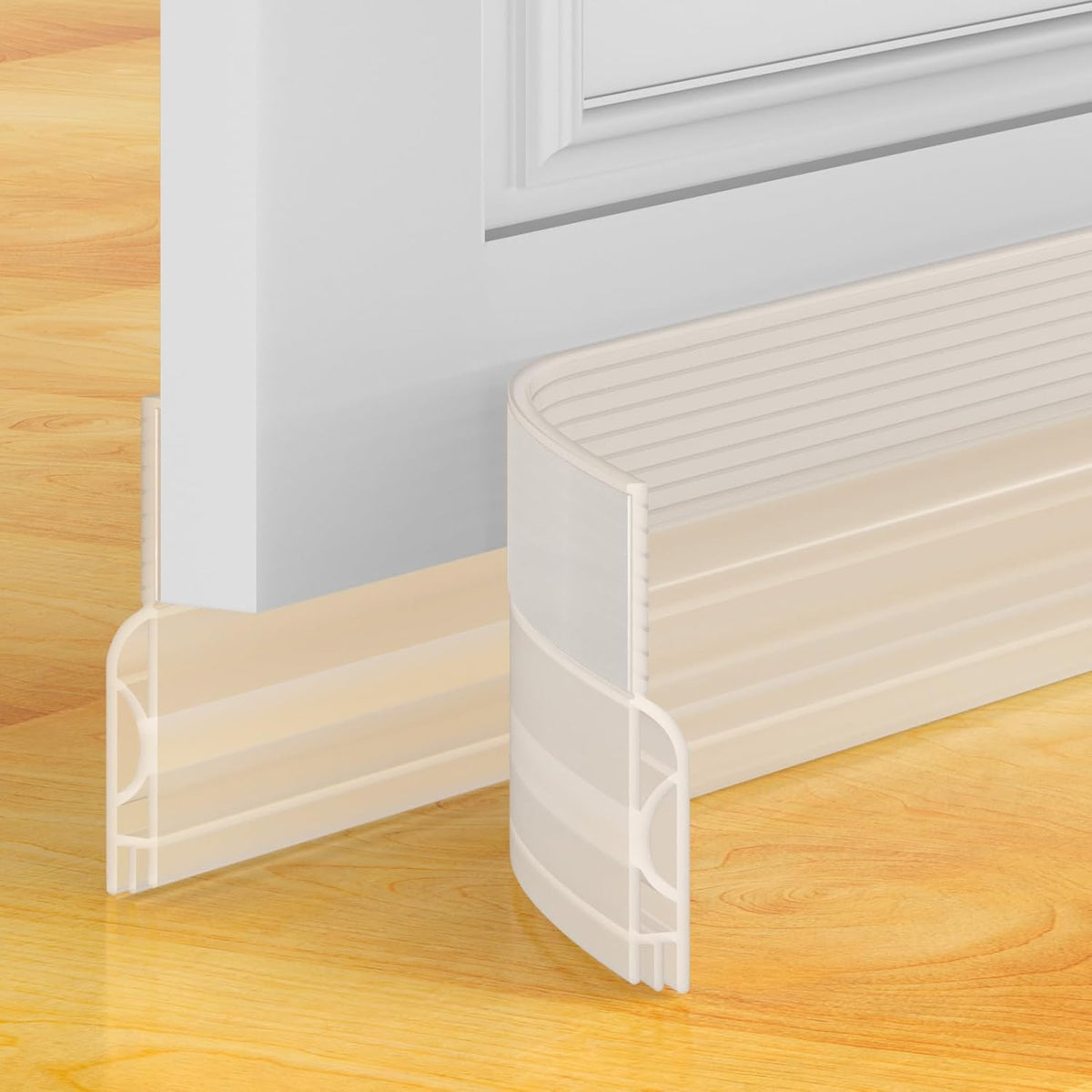 Door Draft Stopper, Door Sweep for Bottom of Door, Weather Stripping Door Seal, under Door Gap Filler Draft Blocker Soundproof Insulation save Energy Install Quickly Easily (Transparent, 39‘’)
