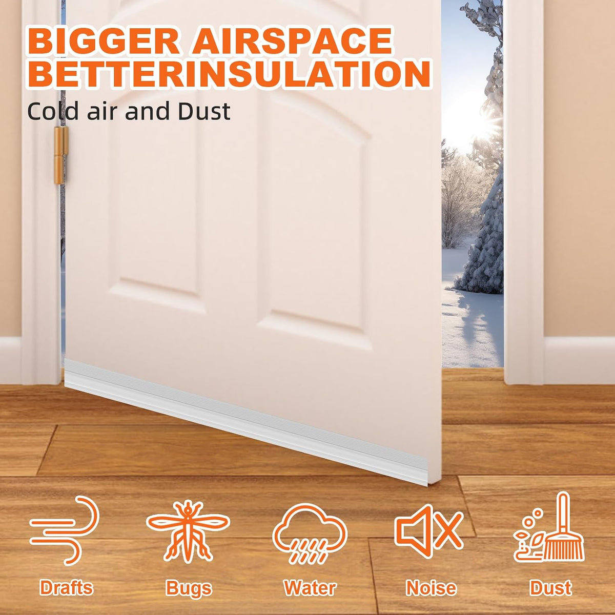 Door Draft Stopper, Door Sweep for Bottom of Door, Weather Stripping Door Seal, under Door Gap Filler Draft Blocker Soundproof Insulation save Energy Install Quickly Easily (Transparent, 39‘’)