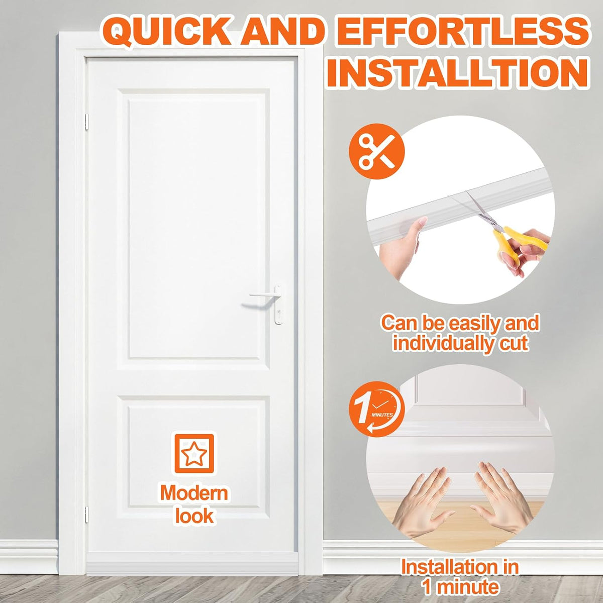 Door Draft Stopper, Door Sweep for Bottom of Door, Weather Stripping Door Seal, under Door Gap Filler Draft Blocker Soundproof Insulation save Energy Install Quickly Easily (Transparent, 39‘’)